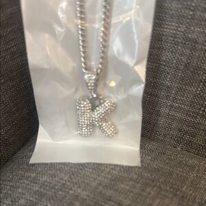 Silver Plated Initial 'K' Pendant Necklace
